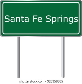 Santa Fe Springs , California, road sign green vector illustration, road table, USA city