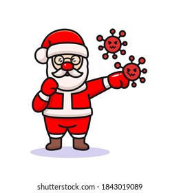 Santa fighting coronavirus for safety Christmas