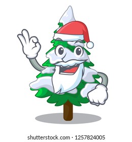 Santa fir with snow christmas tree cartoon