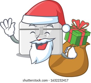 Santa first aid kit Cartoon character design having box of gift