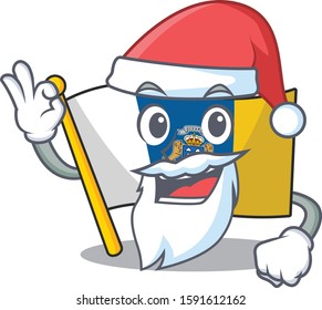 Santa flag canary island Scroll cartoon character design with ok finger