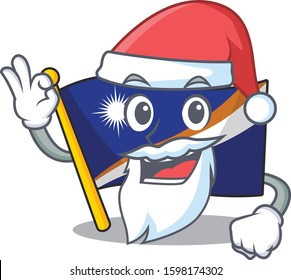 Santa flag marshall island Scroll cartoon character design with ok finger