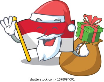 Santa flag monaco Scroll Cartoon character design with box of gift
