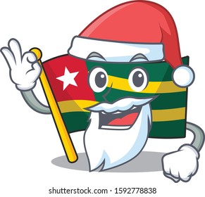 Santa flag togo Scroll cartoon character design with ok finger