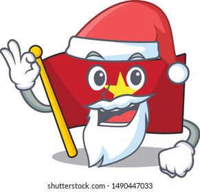 Santa flag vietnam above wooden table cartoon