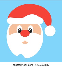Santa flat icon sign vector illustration isolated on light blue background.  Symbol and element of Merry Christmas and Happy New Year.