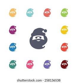santa flat icons set. Open colorful buttons 