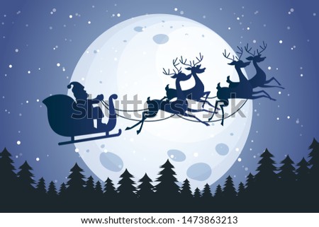 Santa flying across the Moon