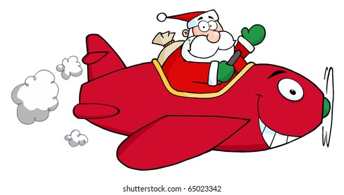 Santa Flying With Christmas Plane