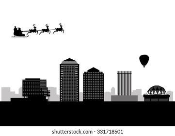 santa flying city by the city of Albuquerque