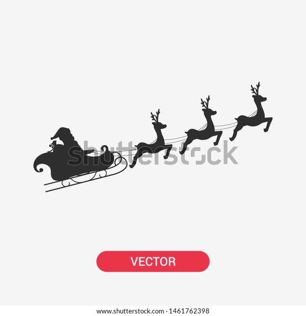 鹿と一緒に飛ぶサンタ サンタクロースのそりとトナカイ サンタのアイコン のベクター画像素材 ロイヤリティフリー