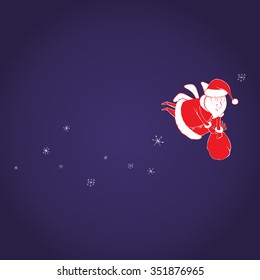 Santa flying with gifts
