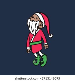 Papai Noel voando para o estilo de felicidade no vetor