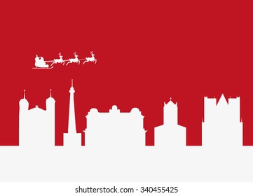 santa flying Lyon City
