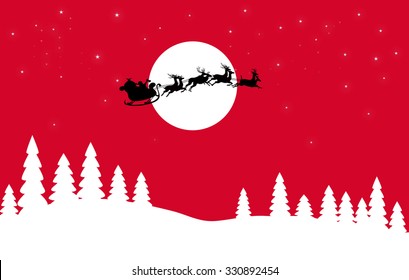 Santa Flying on Christmas Night