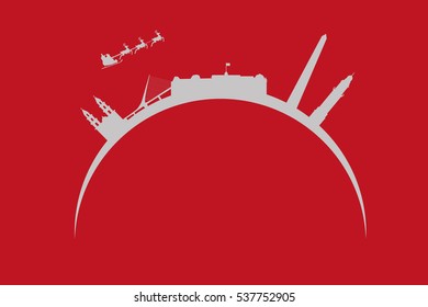 Santa flying over city skyline buenos aires in argentina