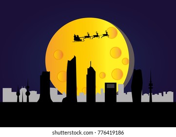 santa flying over kuwait skyline