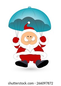 Santa Flying with Parachute