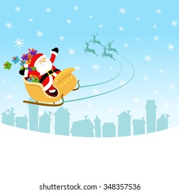 Santa Flying With Sleigh
