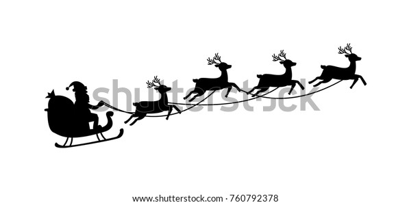 Santa Flying Sleigh Reindeer Vector Illustration Stock Vector (Royalty ...