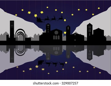 santa flying through Andorra