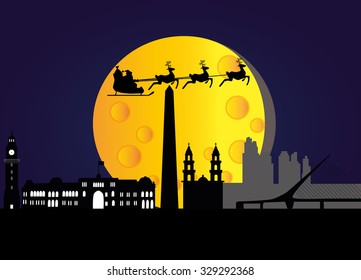 santa flying through the sky Argentina Buenos Aires