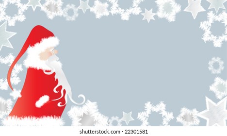 Santa framed by stars. Vector file.