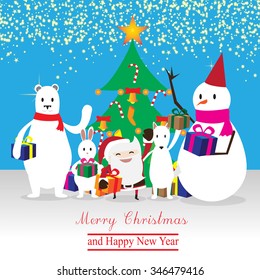 Santa and friend in Christmas background So Cute