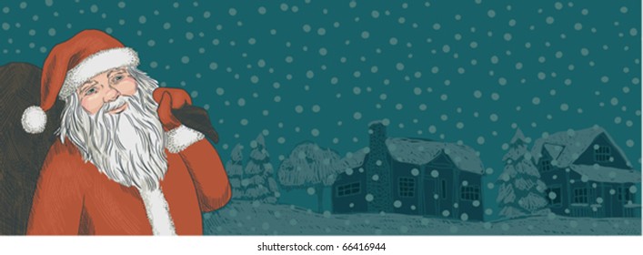 Santa in front of a neighborhood street