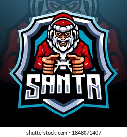 Santa gamer mascot. esport logo design