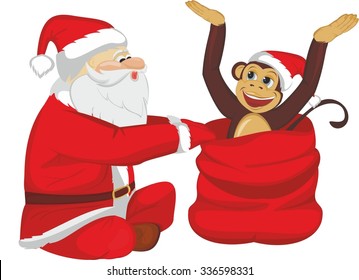 Santa gets out of the bag a monkey