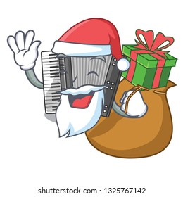 Santa with gift accordion isolated with in the character