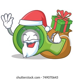 Santa with gift adhesive tape character cartoon vector illustration