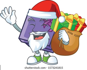 Santa with gift bag purple gift box Cartoon character design