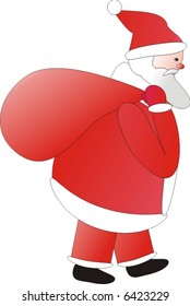 santa with the gift bag ( vector illustration)