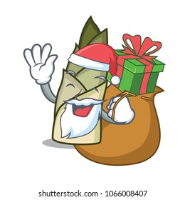 Santa with gift bamboo shoot mascot cartoon