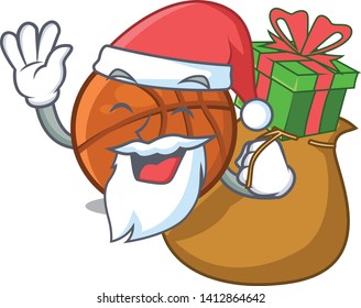 Santa with gift basket ball in a cartoon chair