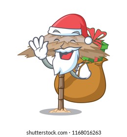 Santa with gift beautiful beach shelter sand isolated cartoon