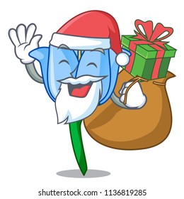 Santa with gift bell flower mascot cartoon