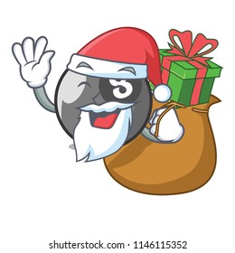 Santa with gift billiard ball mascot cartoon