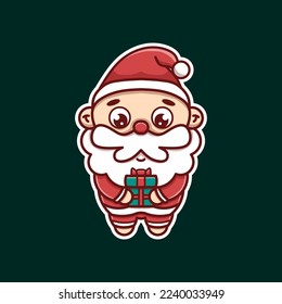santa with Gift Box sticker vector design