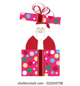 Santa in gift box vector illustration