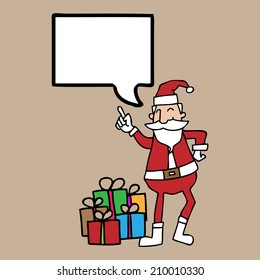 Santa and gift boxes speech balloon