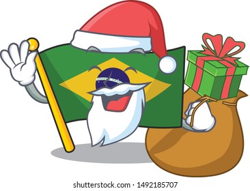 Santa with gift brazil flag kept in mascot drawer