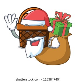 Santa with gift bread basket mascot cartoon