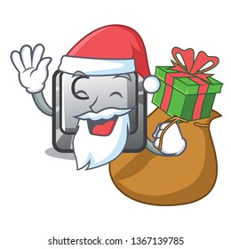 Santa with gift button C installed on cartoon computer