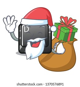 Santa with gift button D in the cartoon shape