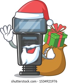 Santa with gift camera flash with the  character