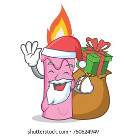 Santa with gift candle character cartoon style