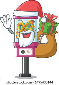Santa with gift candy vending machine on the cartoon
